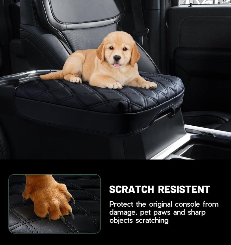 Sinvanho Center Console Cover for 2023 2024 2025 Ford F250 F350 F450 F550 Super Duty, PU Leather Armrest Box Cover, Truck Interior Accessories with Hidden Pockets (Fits Bucket Seat Console Only) - Image 4
